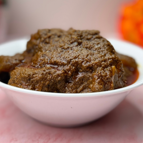 Banga soup with Eba((Take away size)with beef