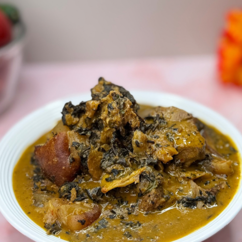 Bitter-leaf Soup with Eba (Take away size) with beef
